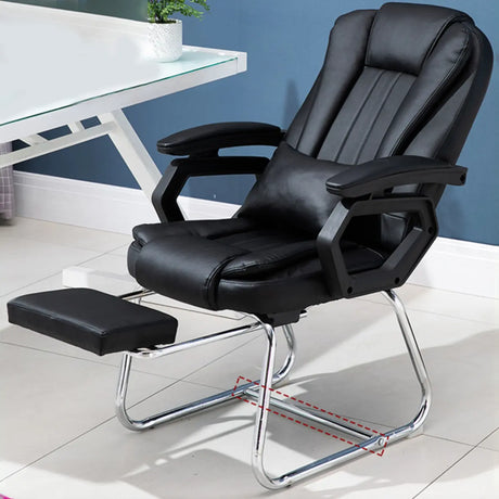 Modern Ergonomic Reclining Faux Leather Black Office Chair Image - 1