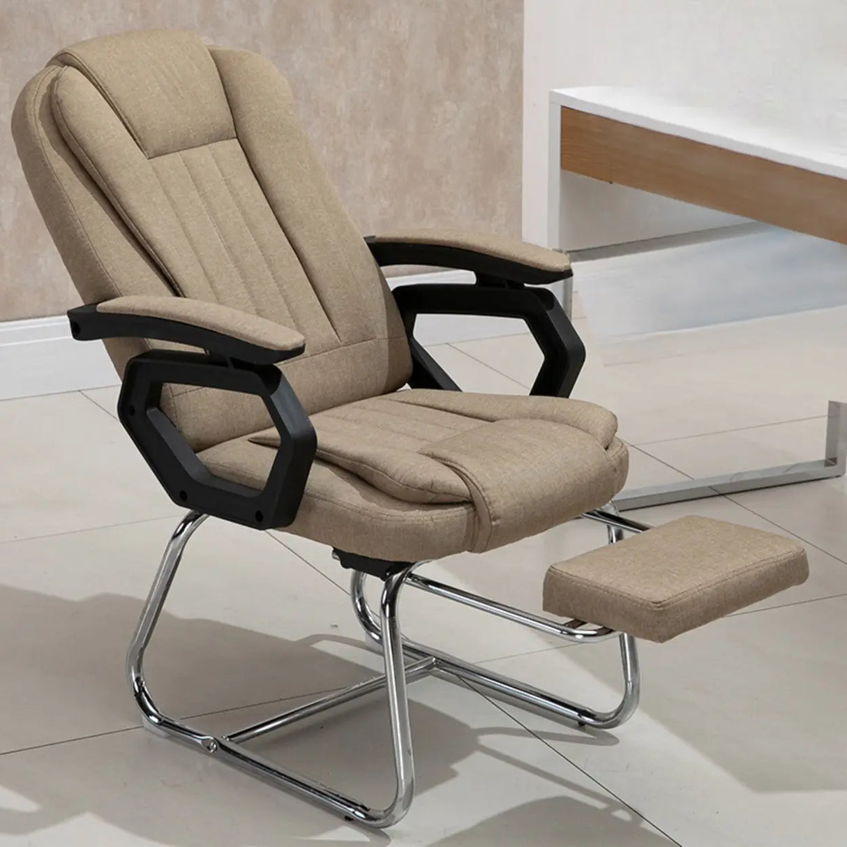 Modern Ergonomic Reclining Faux Leather Black Office Chair Image - 11