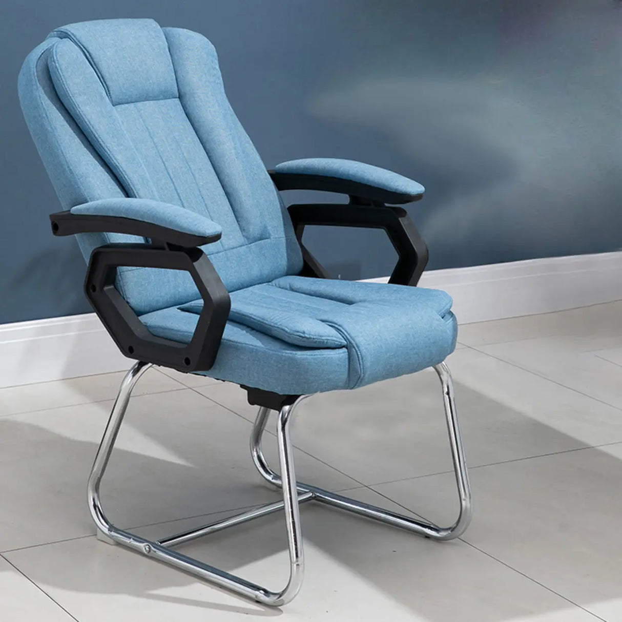 Modern Ergonomic Reclining Faux Leather Black Office Chair Image - 12