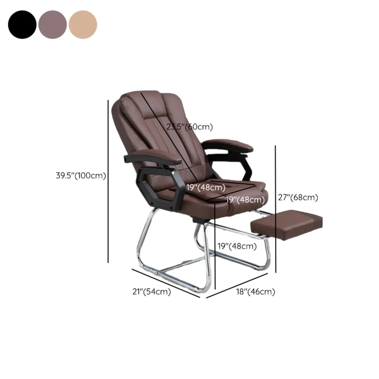 Modern Ergonomic Reclining Faux Leather Black Office Chair 