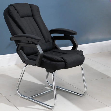 Modern Ergonomic Reclining Faux Leather Black Office Chair Image - 2