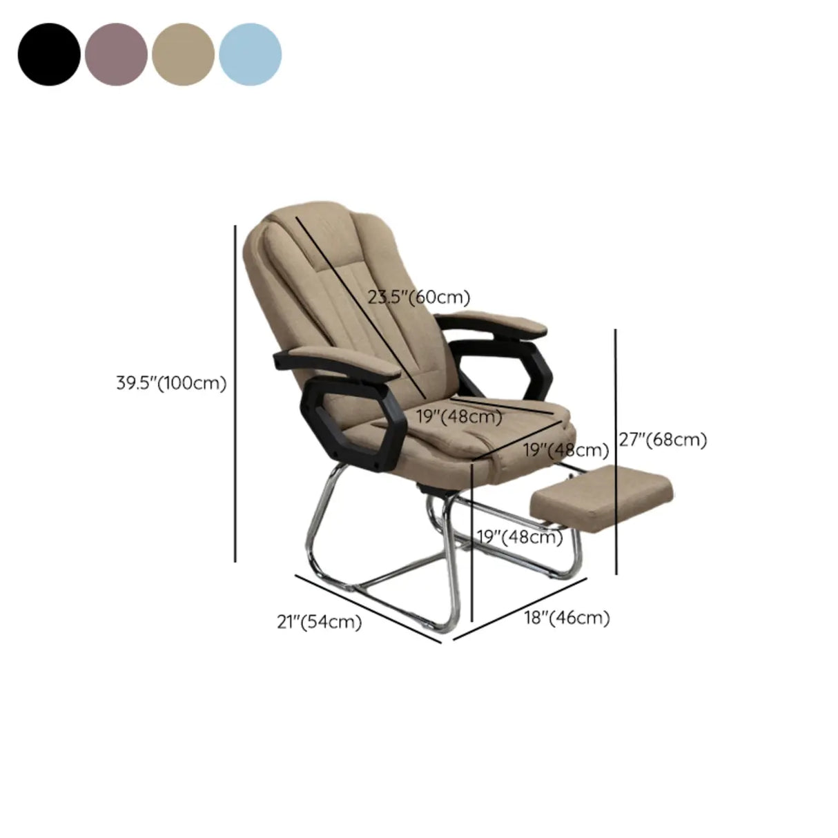 Modern Ergonomic Reclining Faux Leather Black Office Chair Image - 20