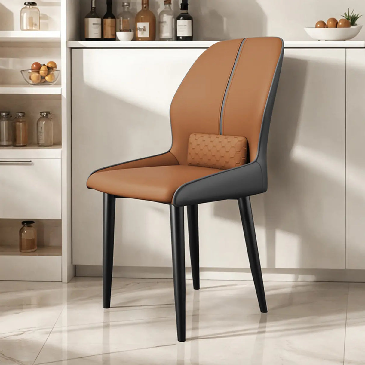 Modern Ergonomic Upholstered Dining Chair with Lumbar Support Image - 5
