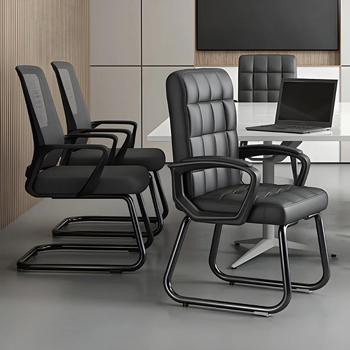 Modern Ergonomic Upholstered Mid-Back Steel Task Chair Image - 1