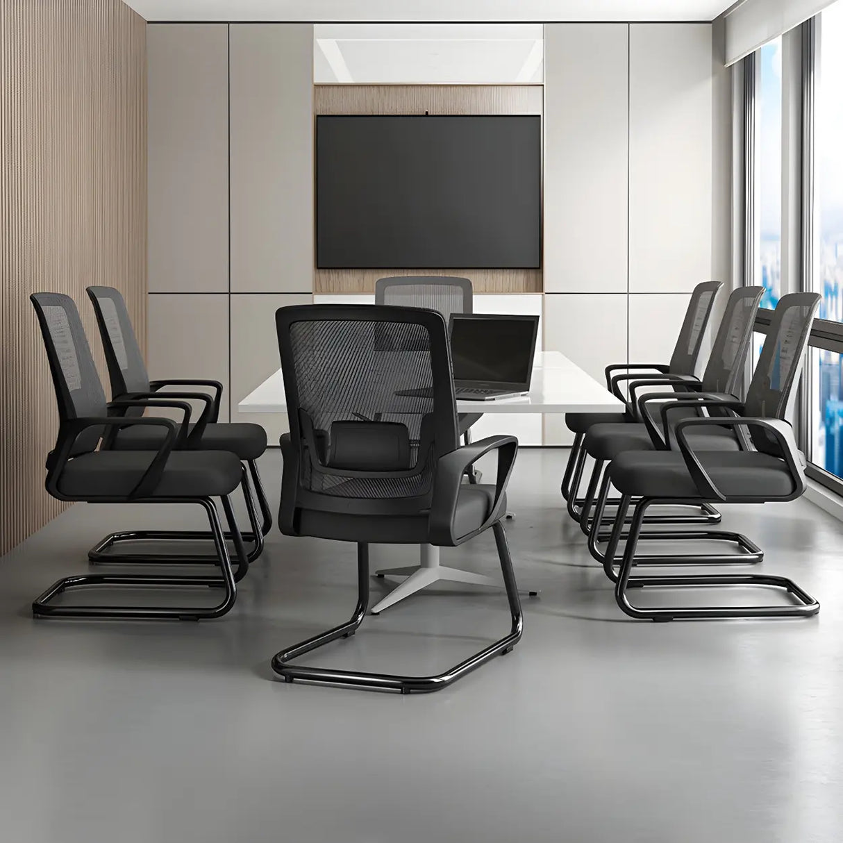 Modern Ergonomic Upholstered Mid-Back Steel Task Chair Image - 4