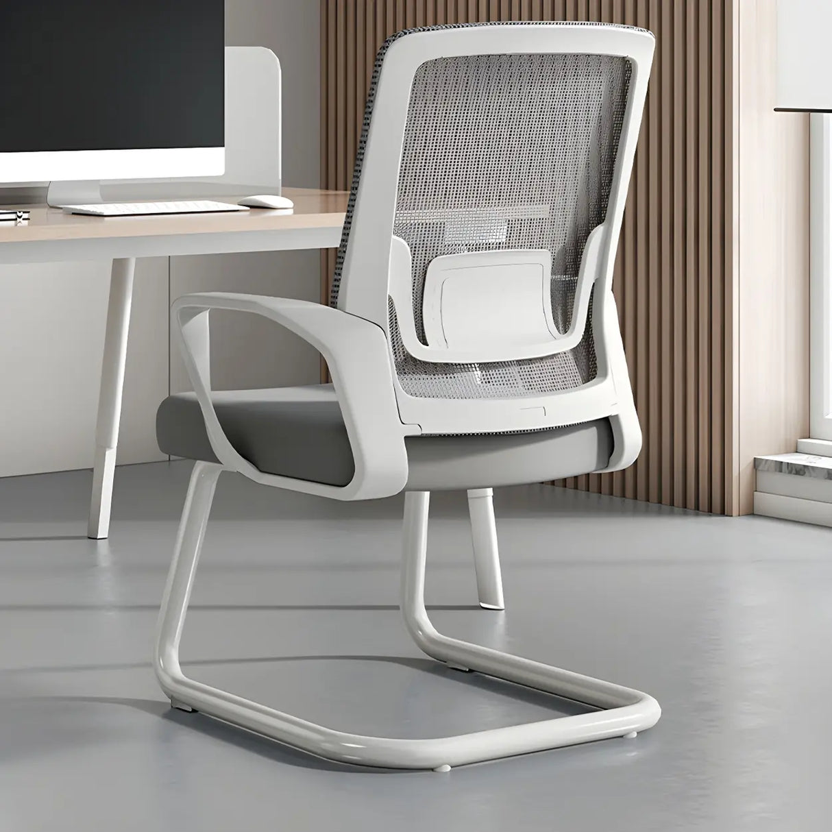 Modern Ergonomic Upholstered Mid-Back Steel Task Chair Image - 5