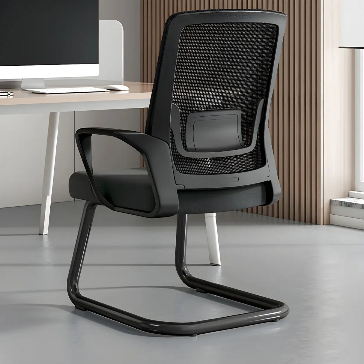 Modern Ergonomic Upholstered Mid-Back Steel Task Chair Image - 7