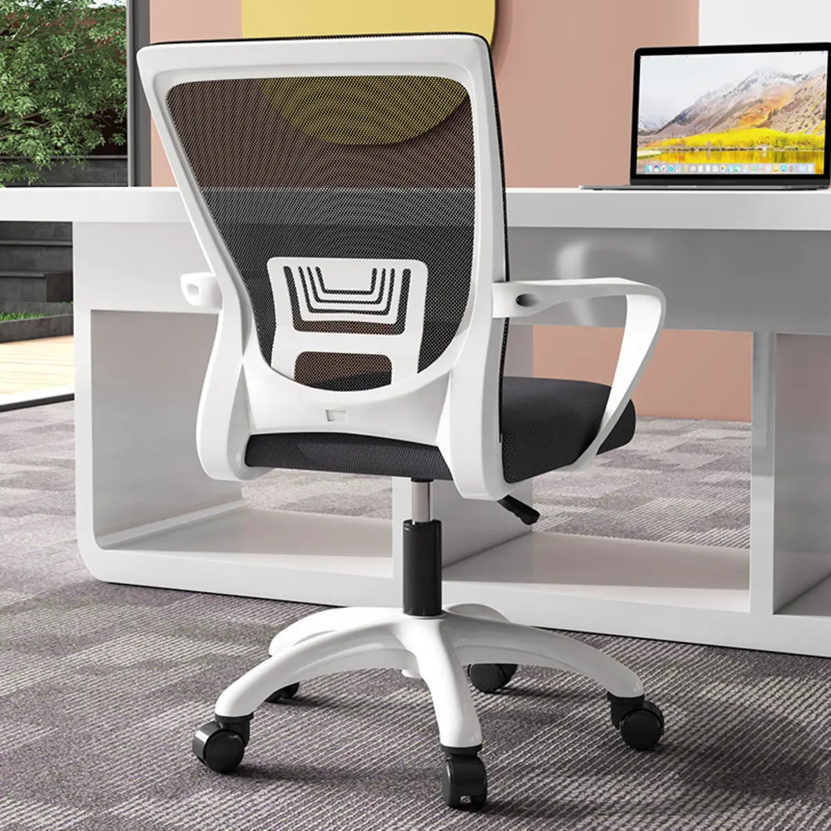 Modern Ergonomic White Mesh Office Chair with Wheels Image - 1