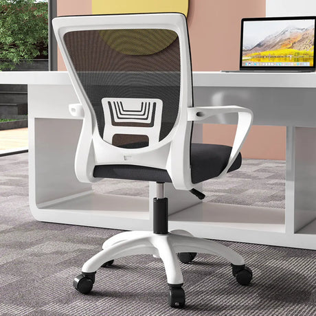 Modern Ergonomic White Mesh Office Chair with Wheels Image - 1