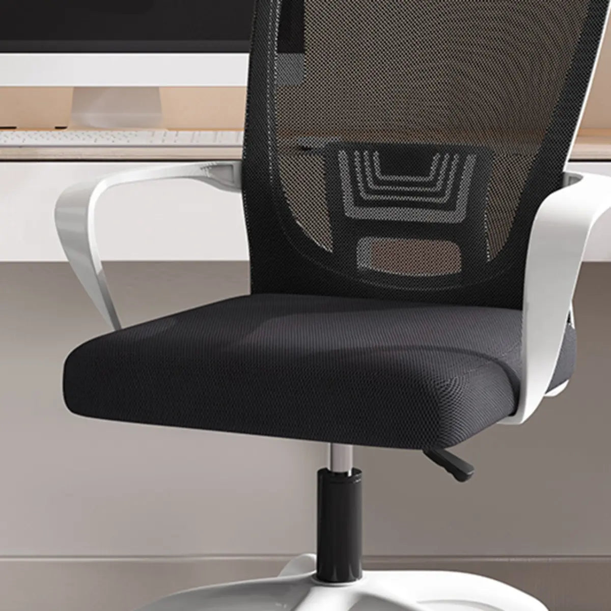 Modern Ergonomic White Mesh Office Chair with Wheels Image - 11