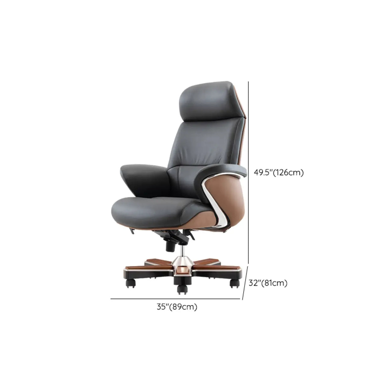 Modern Executive Leather Adjustable Office Gray Chair 