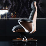 Modern Executive Leather Adjustable Office Gray Chair Image - 3