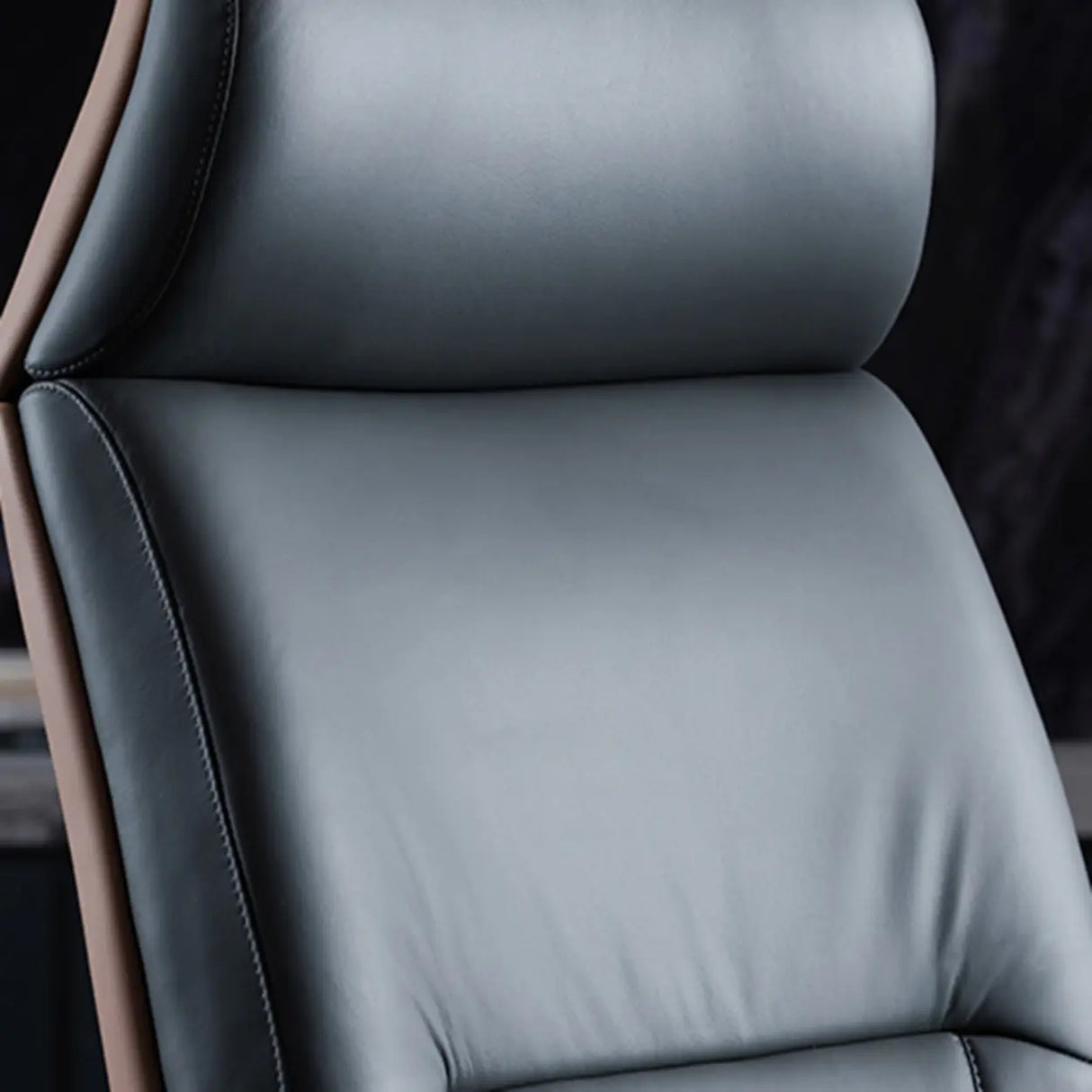 Modern Executive Leather Adjustable Office Gray Chair Image - 7