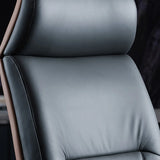 Modern Executive Leather Adjustable Office Gray Chair Image - 7