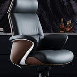 Modern Executive Leather Adjustable Office Gray Chair Image - 9