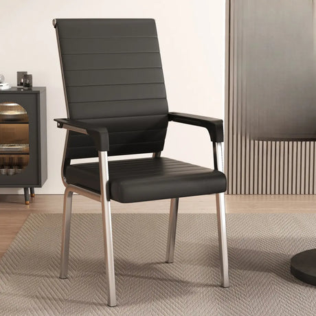 Modern Executive Leather Seat Chrome Frame Office Chair Image - 2