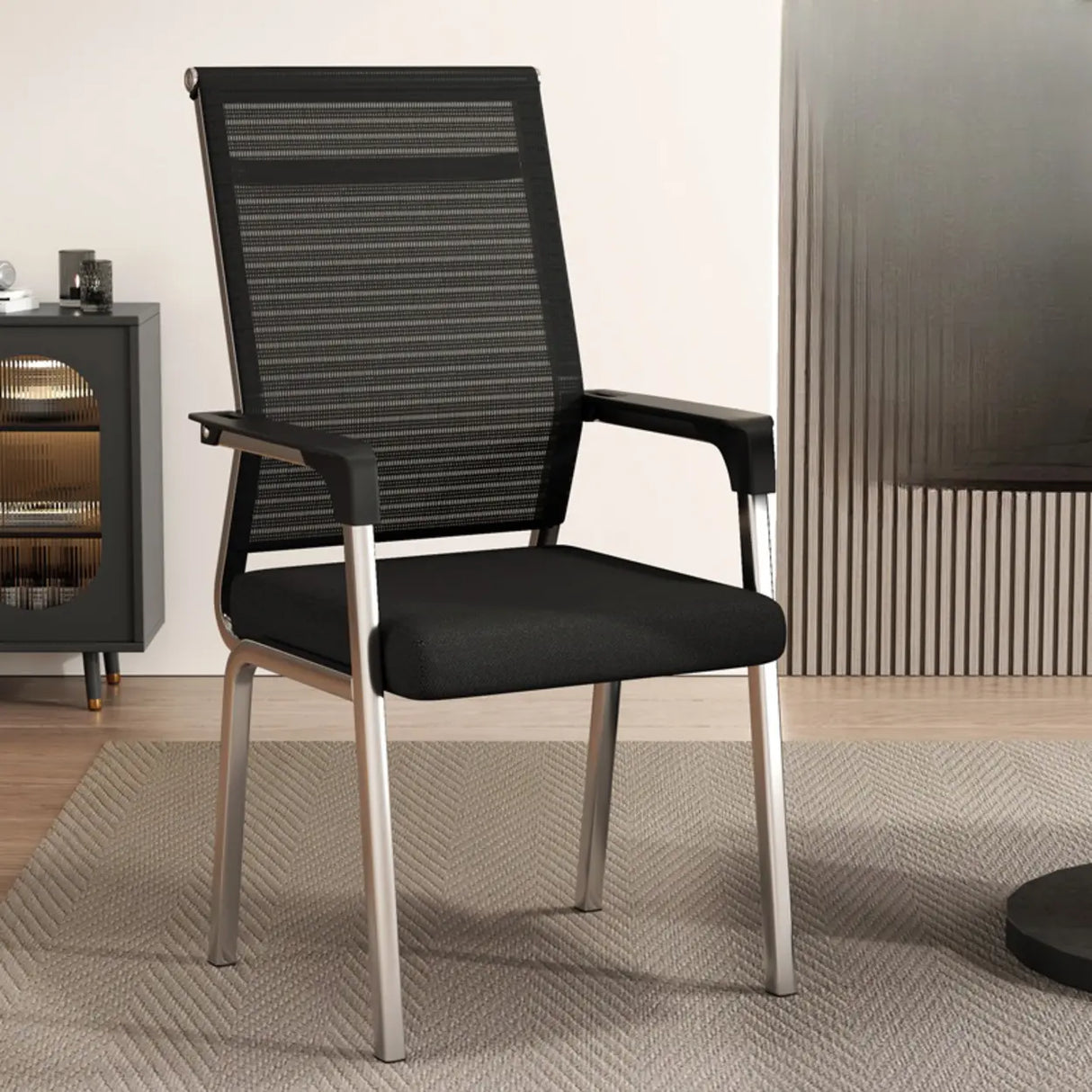 Modern Executive Leather Seat Chrome Frame Office Chair Image - 3