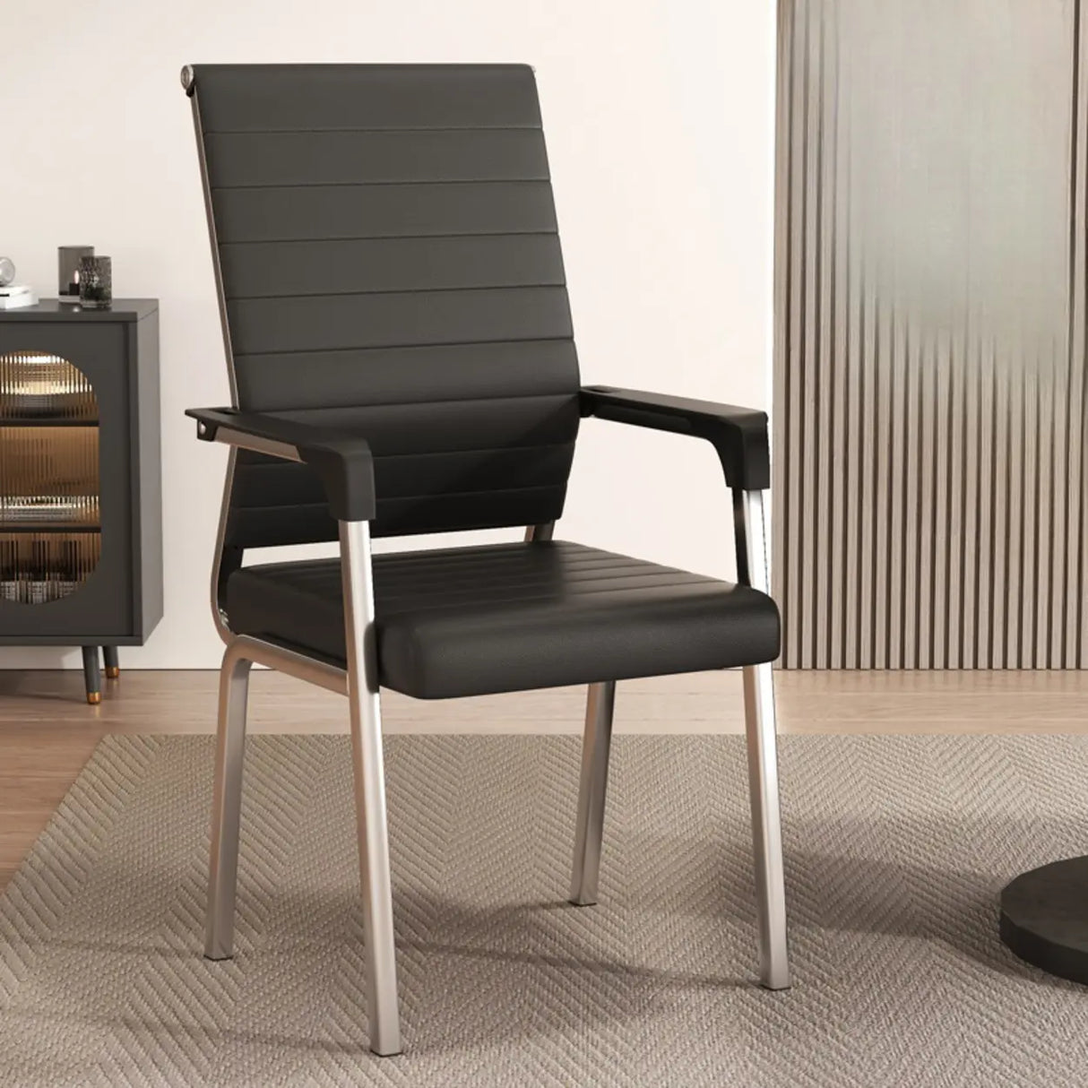 Modern Executive Leather Seat Chrome Frame Office Chair Image - 5