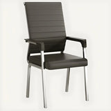 Modern Executive Leather Seat Chrome Frame Office Chair Image - 6