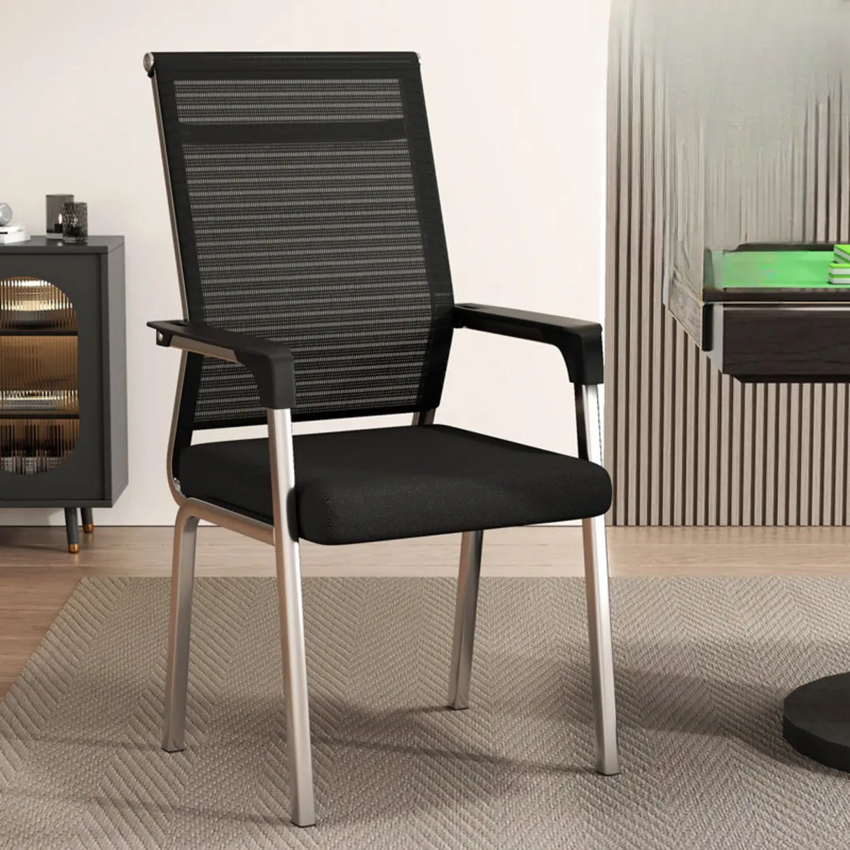 Modern Executive Leather Seat Chrome Frame Office Chair Image - 7