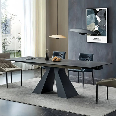 Modern Extendable Dining Table Sintered Stone Rectangle Table Image - 1