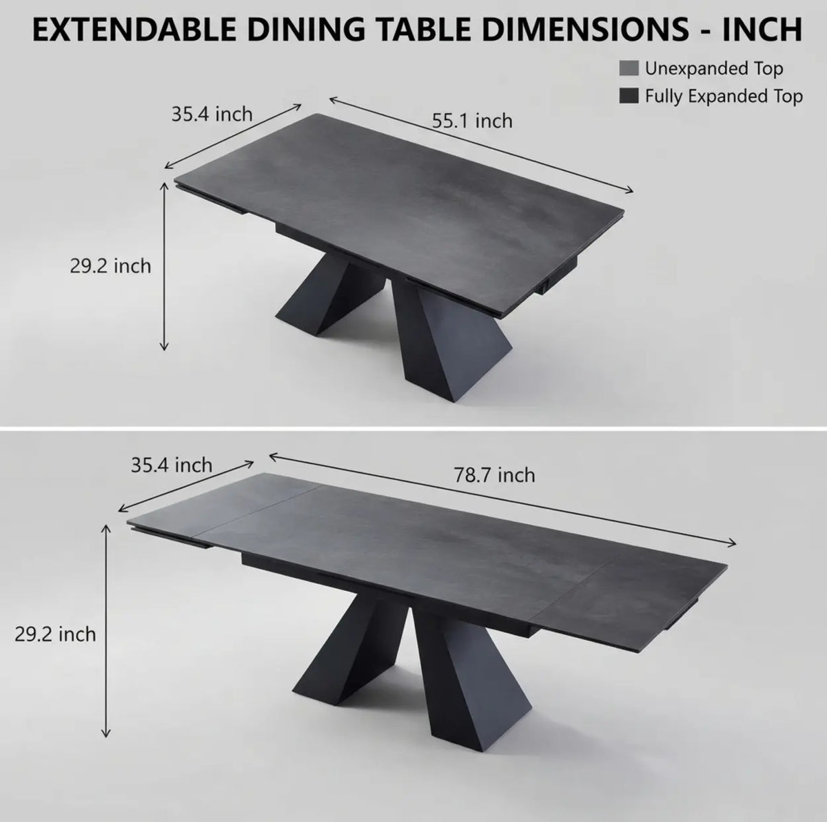 Modern Extendable Dining Table Sintered Stone Rectangle Table Image - 12 