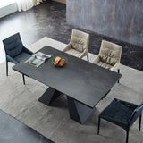 Black 55.1"L x 35.4"W x 29.2"H Modern Extendable Dining Table Sintered Stone Rectangle Table Image - 8