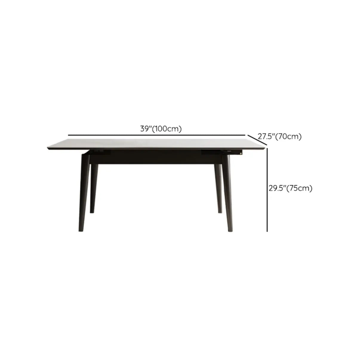Modern Extendable Rectangular Wood Dining Table Black Large 