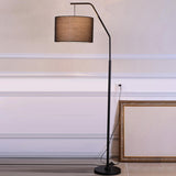 Modern Fabric Barrel Living Room Metal Floor Lamp Image - 2