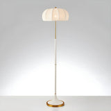 Modern Fabric White Dome and Green Pole Floor Lamp Image - 6