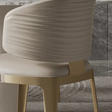 Modern Faux Leather Glam Pleated Curved Back Dining Chair Image - 11