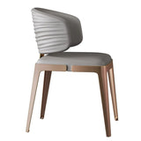 Modern Faux Leather Glam Pleated Curved Back Dining Chair Image - 12