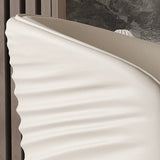 Modern Faux Leather Glam Pleated Curved Back Dining Chair Image - 14