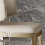 Modern Faux Leather Glam Pleated Curved Back Dining Chair Image - 16