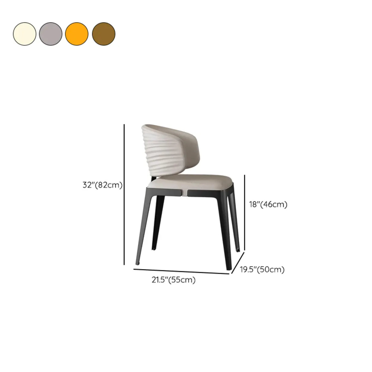 Modern Faux Leather Glam Pleated Curved Back Dining Chair 
