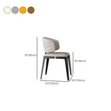 Modern Faux Leather Glam Pleated Curved Back Dining Chair #size