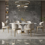 Modern Faux Leather Glam Pleated Curved Back Dining Chair Image - 4