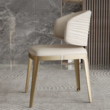 Modern Faux Leather Glam Pleated Curved Back Dining Chair Image - 6