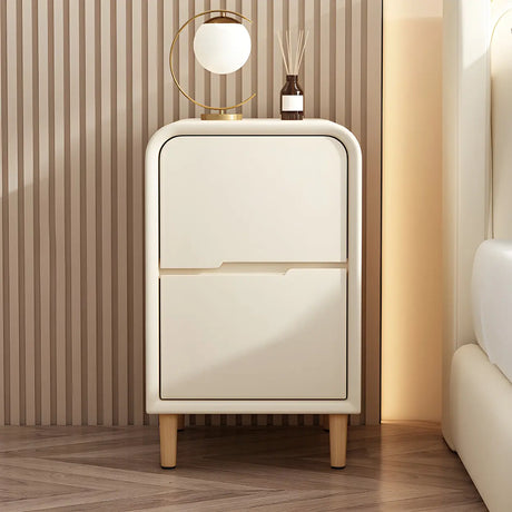 Modern Faux Leather Kids Nightstand with Two Drawers Image - 1
