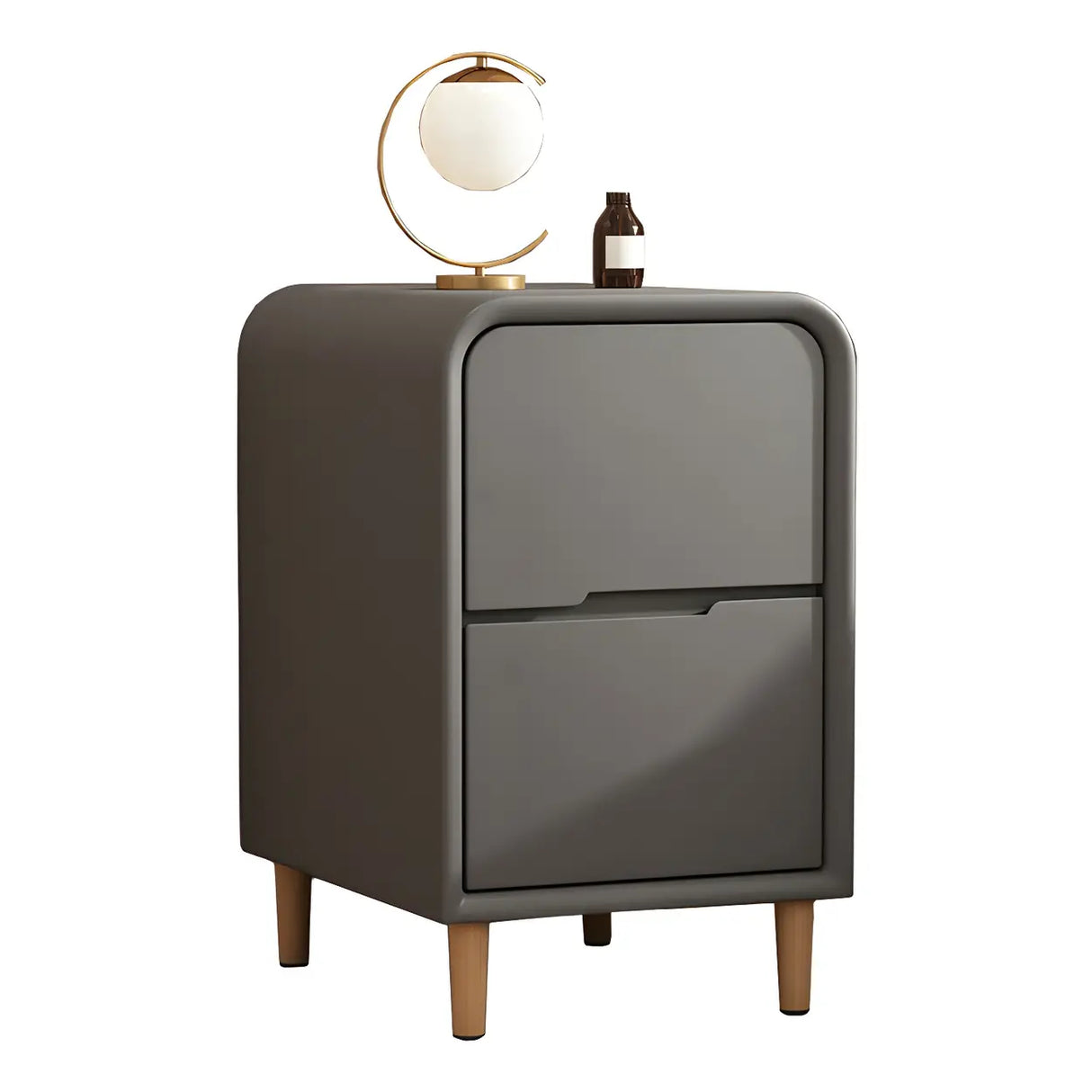Modern Faux Leather Kids Nightstand with Two Drawers Image - 10