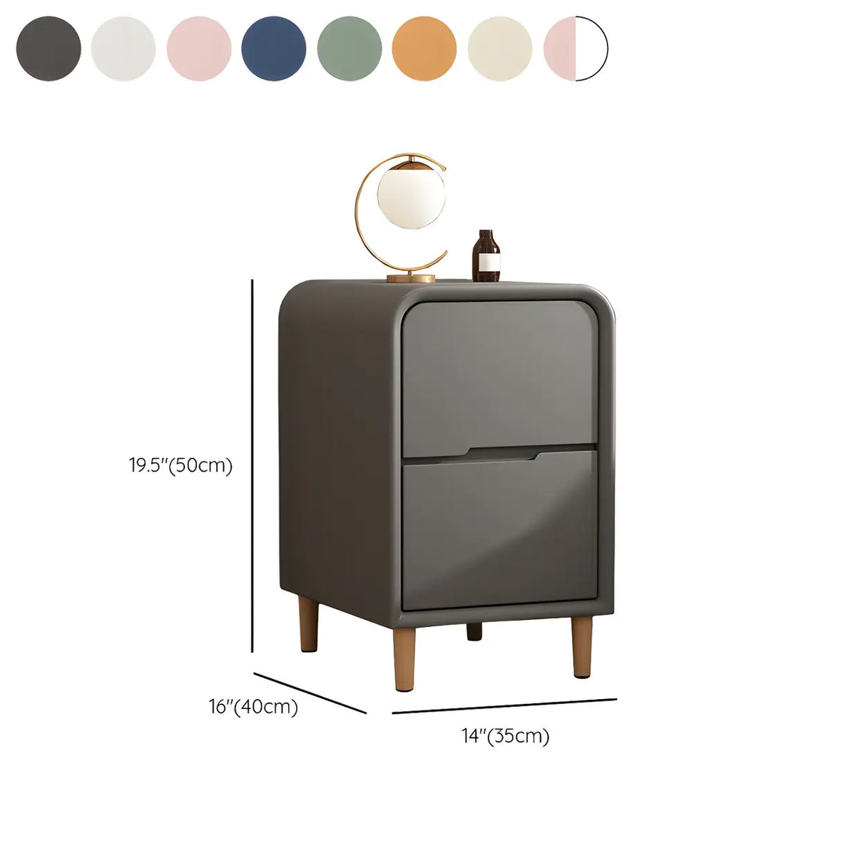 Modern Faux Leather Kids Nightstand with Two Drawers Image - 16