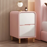 Modern Faux Leather Kids Nightstand with Two Drawers Image - 2