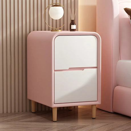 Modern Faux Leather Kids Nightstand with Two Drawers Image - 2