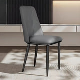 Modern Faux Leather Metal Leg Armless Dining Chair Set of 2 Image - 4