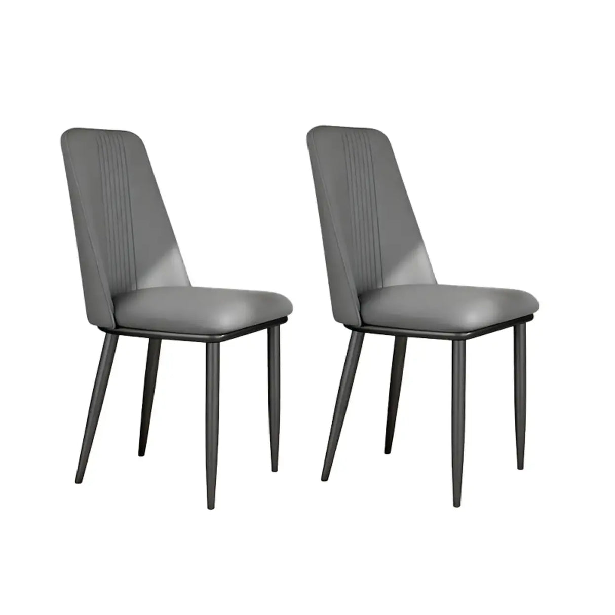 Modern Faux Leather Metal Leg Armless Dining Chair Set of 2 Image - 9