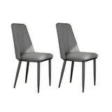 Modern Faux Leather Metal Leg Armless Dining Chair Set of 2 Image - 9