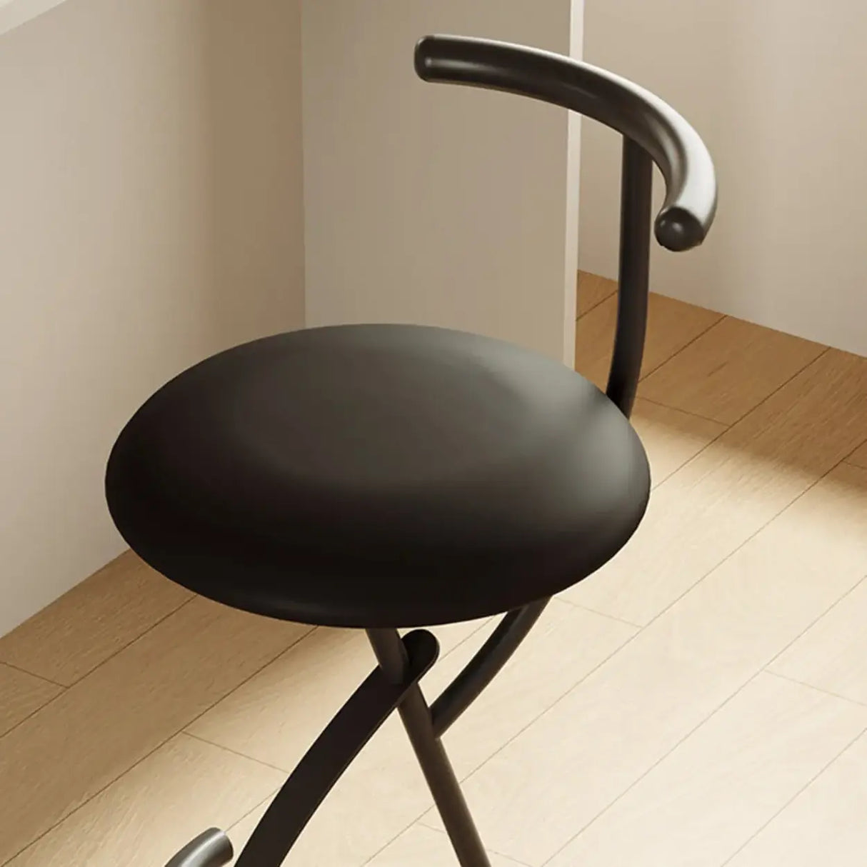 Modern Faux Leather Upholstery Armless Round Counter Bar Stool Image - 16