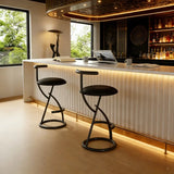 Modern Faux Leather Upholstery Armless Round Counter Bar Stool Image - 4