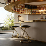 Modern Faux Leather Upholstery Armless Round Counter Bar Stool Image - 7