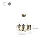 Modern Feather Clear Glass Round Pendant Chandelier #size